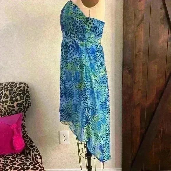 Jessica Simpson Blue and Green High Low Dress - Picture 2 of 12